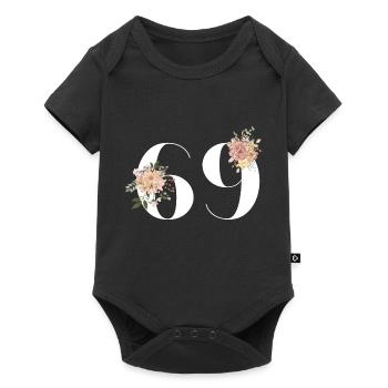 69th Anniversary Flowers (Gift of 69 years) - Baby Premium short-sleeve bodysuit - black - Front