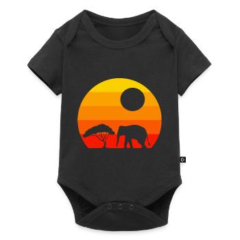 Africa Animal Lovers Savannah Tree Retro Elephant - Baby Premium short-sleeve bodysuit - black - Front