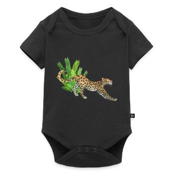 Leopard im Dschungel - Baby Premium Kurzarmbody - Schwarz - Vorne