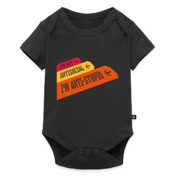 pas antisocial anti-stupide - Body à manches courtes Premium Bébé - noir - Devant