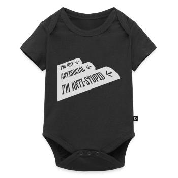 not antisocial anti stupid - Baby Premium short-sleeve bodysuit - black - Front