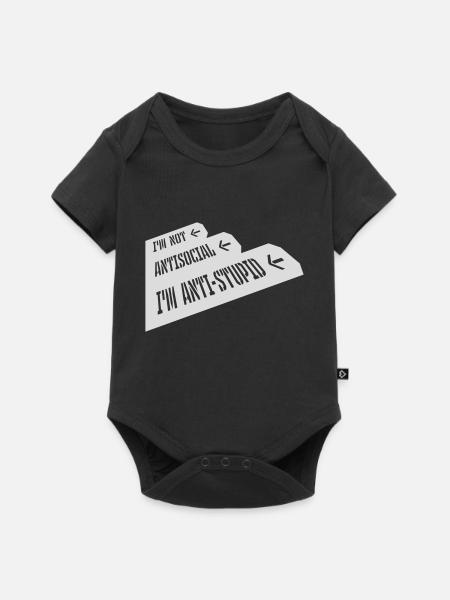 not antisocial anti stupid - Baby Premium Kurzarmbody - Schwarz
