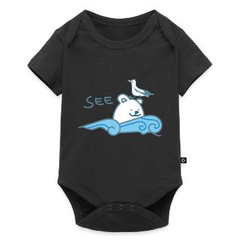 Eisbär am Meer - Baby Premium Kurzarmbody - Schwarz - Vorne