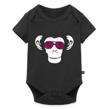 Monkey Affe Urlaub Sonnenbrille Geschenkidee Musi - Baby Premium Kurzarmbody - Schwarz - Vorne