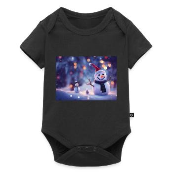 Happy Christmas Snowman - Baby Premium short-sleeve bodysuit - black - Front