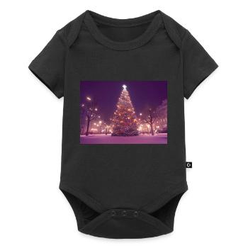 Sapin de Noël dans le WInter - Body à manches courtes Premium Bébé - noir - Devant
