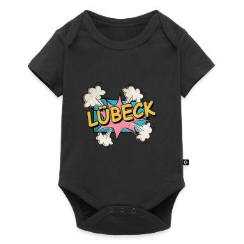 Lübeck Germany City Font Pop Art Comic - Baby Premium short-sleeve bodysuit - black - Front
