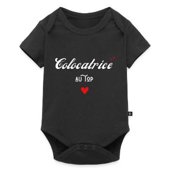 colocatrice au top idée cadeau - Body à manches courtes Premium Bébé - noir - Devant