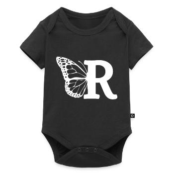 lettre r papillon - Body à manches courtes Premium Bébé - noir - Devant