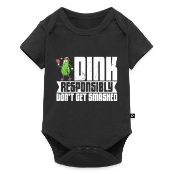 Pickelball Pickle Schläger Gurke Geschenk - Baby Premium Kurzarmbody - Schwarz - Vorne