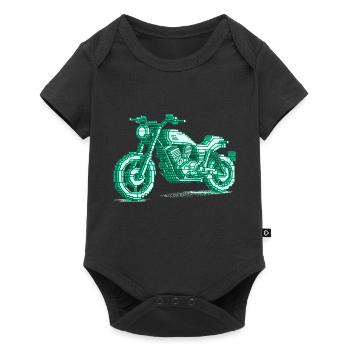 Moto rétro en 8 bits dans la couleur verte - Body à manches courtes Premium Bébé - noir - Devant