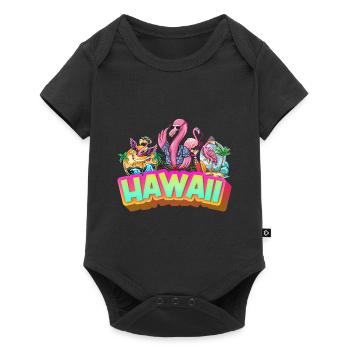 Hawaii Summer Flamingo Palm Tree Beach Ocean Vacation - Body à manches courtes Premium Bébé - noir - Devant