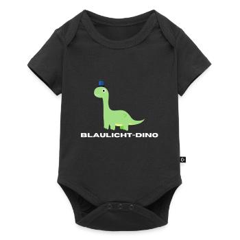 Blaulicht-Dino | Langhals, Geschenk, Geschenkidee - Baby Premium Kurzarmbody - Schwarz - Vorne