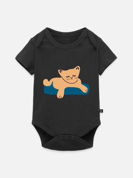 Schlafendes Baby Katze3 - Baby Premium Kurzarmbody - Schwarz
