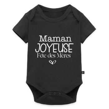 Maman joyeuse fête des Mères - Body à manches courtes Premium Bébé - noir - Devant