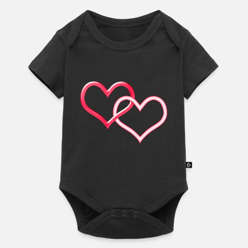 Deux cœurs connectés - Body à manches courtes Premium Bébé - noir