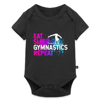 Eat Sleep Gymnastics Repeat Gymnsatik Sport Handst - Baby Premium Kurzarmbody - Schwarz - Vorne