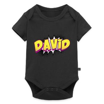 David Custom Name Comic Book Style Pop Art, David - Baby Premium short-sleeve bodysuit - black - Front