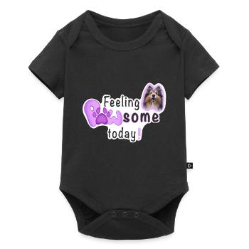 Feeling PAWSOME today! Dog Sheltie Paw Pink - Baby Premium short-sleeve bodysuit - black - Front