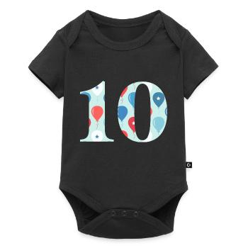 10e anniversaire ballon - Body à manches courtes Premium Bébé - noir - Devant