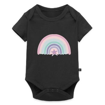 Regenbogen und Stern - Baby Premium Kurzarmbody - Schwarz - Vorne