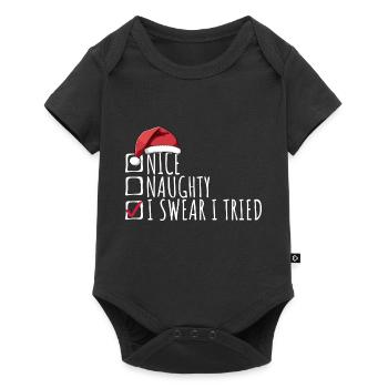 Nice Naughty I Swear I Tried Christmas List - Baby Premium short-sleeve bodysuit - black - Front