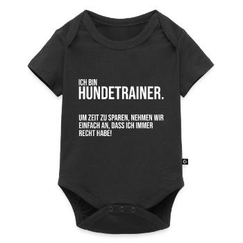 Hundetraining Hund Hundeschule Hundetrainer - Baby Premium Kurzarmbody - Schwarz - Vorne
