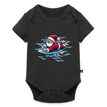 Père Noël surf - Body à manches courtes Premium Bébé - noir - Devant