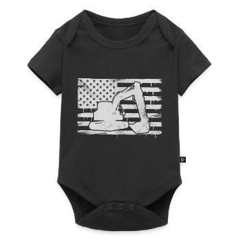 Excavator US flag - Baby Premium Kurzarmbody - Schwarz - Vorne