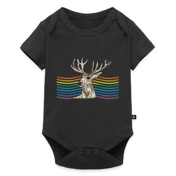 Hirsch - Baby Premium Kurzarmbody - Schwarz - Vorne