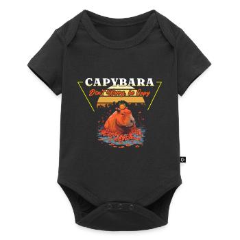 Capybara Retro Vintage 80s Vaporwave Aesthetic - Baby Premium short-sleeve bodysuit - black - Front
