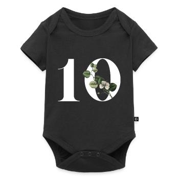 Nummer 10 Blumengrün -10. Geburtstag Blumen - Baby Premium Kurzarmbody - Schwarz - Vorne