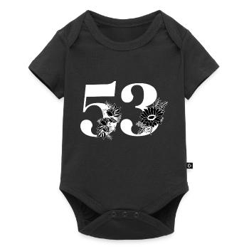 Numéro 53 floral noir - 53e anniversaire floral - Body à manches courtes Premium Bébé - noir - Devant