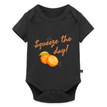 Pressez la journée Orange Fruit Motivation Dicton - Body à manches courtes Premium Bébé - noir - Devant