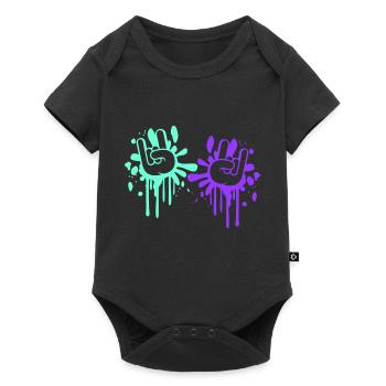 2 Heavy Metal Hard Rock Graffiti Horns Hand Gestures - Baby Premium short-sleeve bodysuit - black - Front