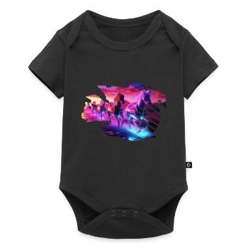 Electric Herd - Synthwave Horses - Baby Premium short-sleeve bodysuit - black - Front