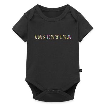 Le nom de VALENTINA orné de fleurs - Body à manches courtes Premium Bébé - noir - Devant