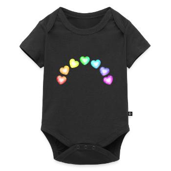 Colorful Hearts Soap Bubbles Rainbow Gradient - Baby Premium short-sleeve bodysuit - black - Front