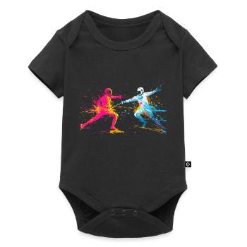 Buntes Fechten Fechter - Baby Premium Kurzarmbody - Schwarz - Vorne