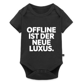 Statement: Offline ist Luxus - Baby Premium Kurzarmbody - Schwarz - Vorne