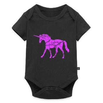 Unicorn Vintage Silhouette Scratches Cracks Retro - Baby Premium short-sleeve bodysuit - black - Front