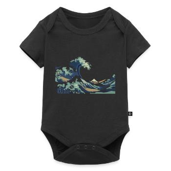 Japan Hokusai Große Welle - Baby Premium Kurzarmbody - Schwarz - Vorne