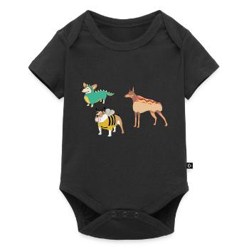 Hunde im Kostüm Hot Dog - Baby Premium Kurzarmbody - Schwarz - Vorne