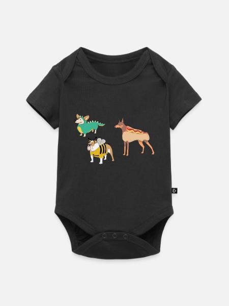 Hunde im Kostüm Hot Dog - Baby Premium Kurzarmbody - Schwarz