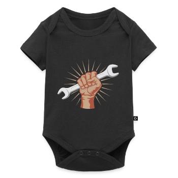 Starker Bastler! Schraubenschluessel Mechaniker - Baby Premium Kurzarmbody - Schwarz - Vorne