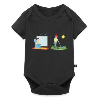 Treasure hunter in nice weather metal detector - Baby Premium short-sleeve bodysuit - black - Front
