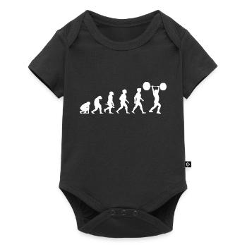Evolution Gewichtheben Kraftsport Bodybuilding - Baby Premium Kurzarmbody - Schwarz - Vorne