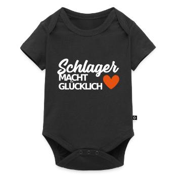 Schlager macht glücklich deutscher Schlager Spruch - Baby Premium Kurzarmbody - Schwarz - Vorne