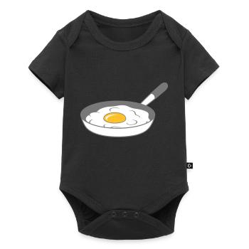 frying pan fried egg cooking roast eat egg yolk - Baby Premium short-sleeve bodysuit - black - Front