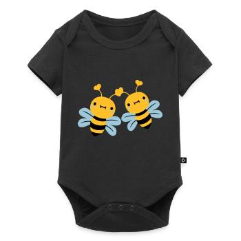 2 friends team couple cute little ones - Baby Premium short-sleeve bodysuit - black - Front